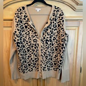 Merona Tan and Black Leopard Print Cardigan Sweater